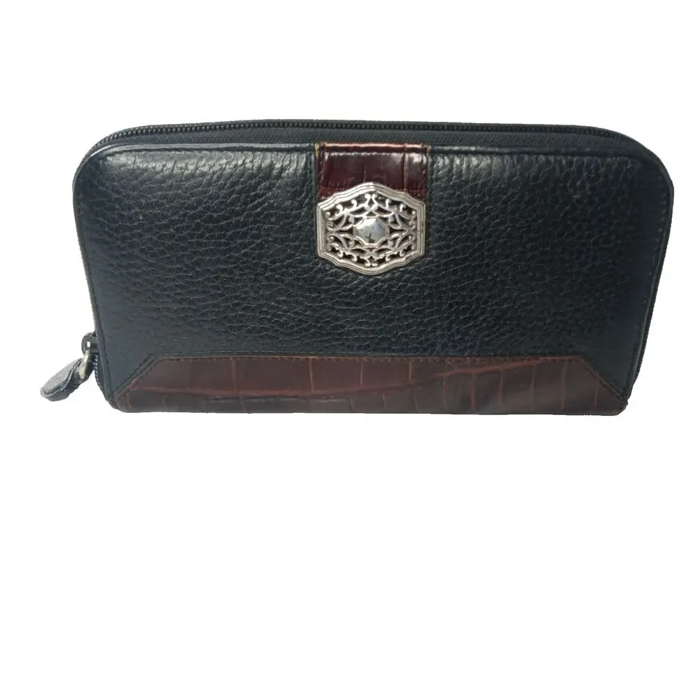 Vintage Brighton Wallet All Weather Leather Black & Brown